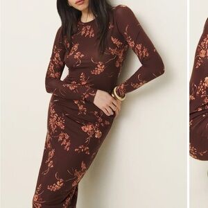 NWT Reformation Tommie knit dress.Lydia print, brown/red floral print.